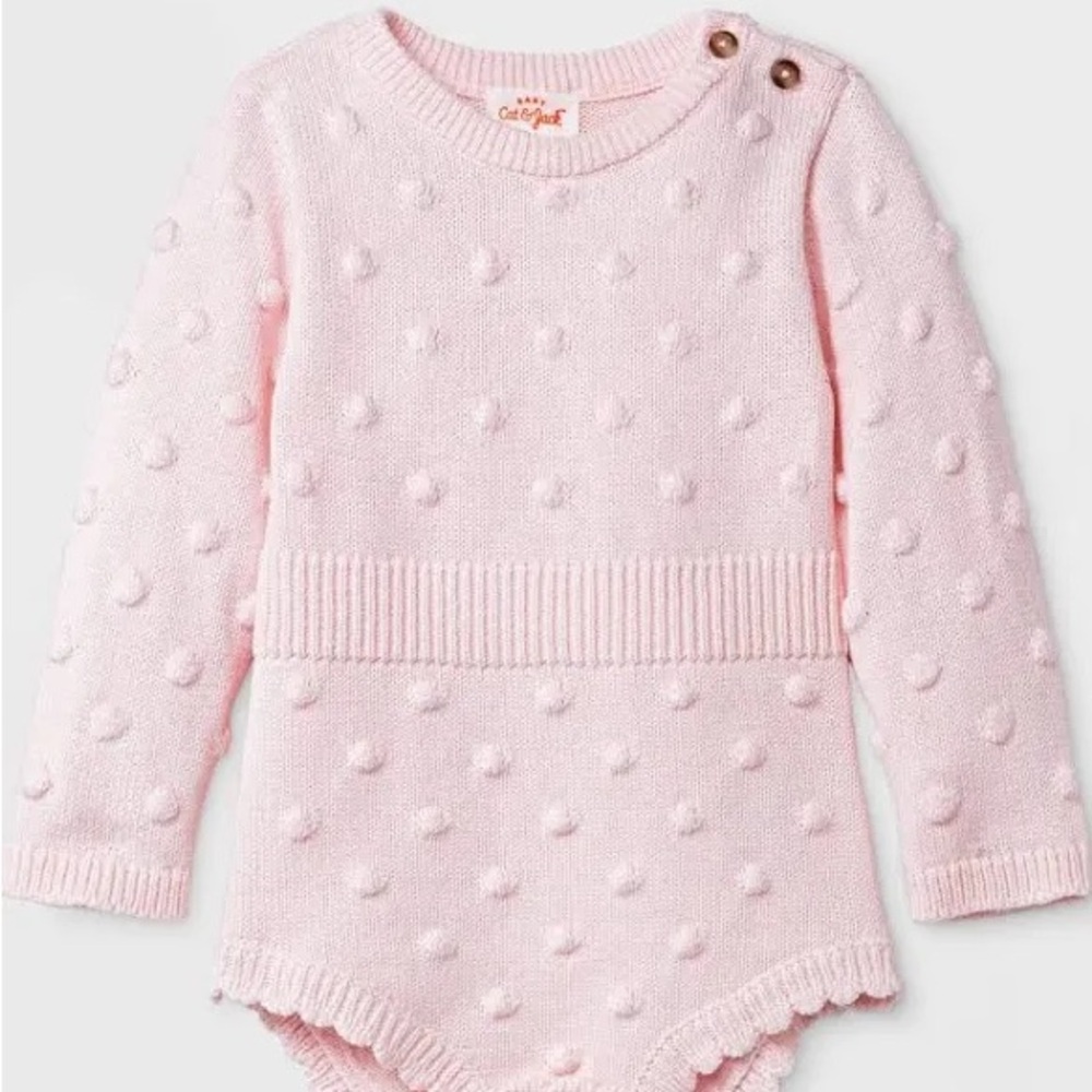 Cat & Jack Baby Girls Pink Textured Bubble Romper